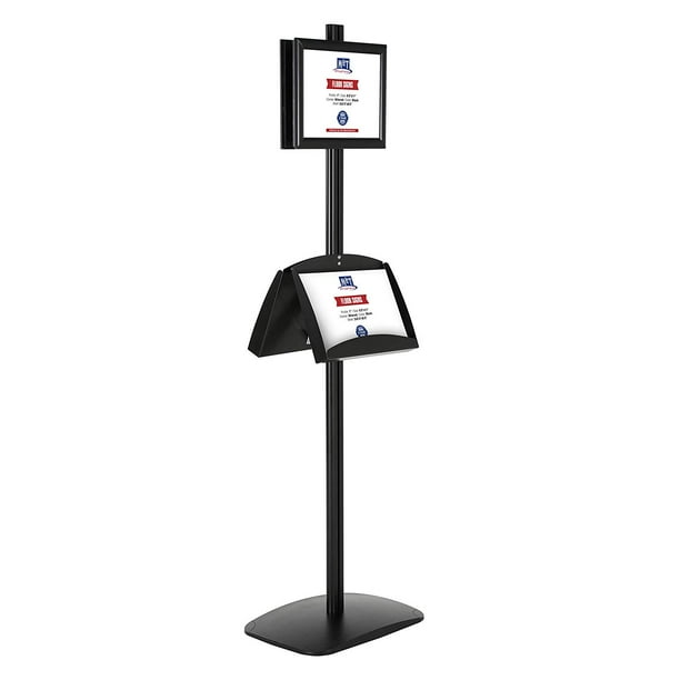Black 8.5x11 8.5x11 Frames in Portrait/Landscape and 2 x Double Sided Free Standing Display Stand with 2 x Clear Pocket Shelves Black 8.5x11 8.5x11 Frames in Portrait/Landscape and 2 x Double Sided Free Standing Display Stand with 2 x Clear Pocket Shelves
